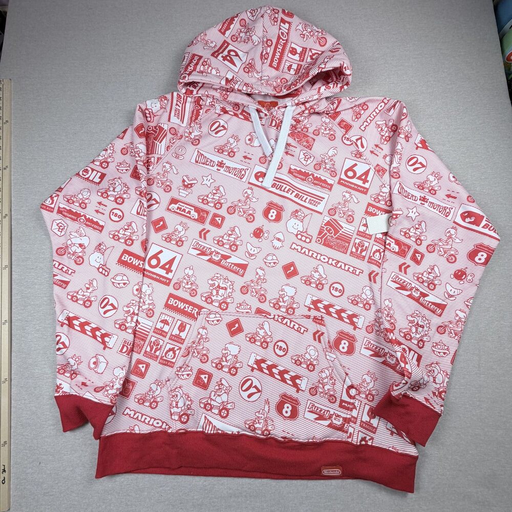 Nintendo Mario Kart All Over Print Hood Sweatshirt Luigi N64 Men 4XL Donkey Kong